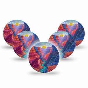 ExpressionMed Grand Canyon Freestyle Libre 3 and Libre 3 Plus OverPatch, 5-Pack canyon inspired print Plaster for Continuous Glucose Monitor