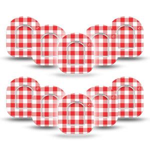 ExpressionMed Red Gingham Omnipod Mini, 10-Pack Tape + 10-Pack Sticker vintage picnic plaid Overlay Patch For Pump