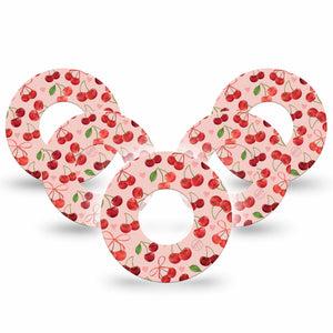 ExpressionMed Cherries Freestyle Libre and Libre 2 Plus Tape, Abbott Lingo, 5-Pack Tape Wild Cherries, Fixing Ring Tape Continuous Glucose Monitor Design