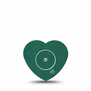 ExpressionMed Forest Green Freestyle Libre 2 and Libre 2 Plus Heart Shape Tape, Abbott Lingo, Single Tape and Single Sticker Deep Green Hue, Adhesive Patch CGM Design