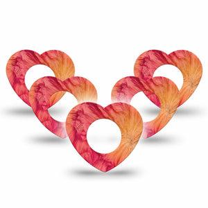 ExpressionMed Ruffles Freestyle Libre, Libre 2 Plus, and Abbott Lingo Heart, 5-Pack Sunset color floral Adhesive Tape for Continuous Glucose Monitor