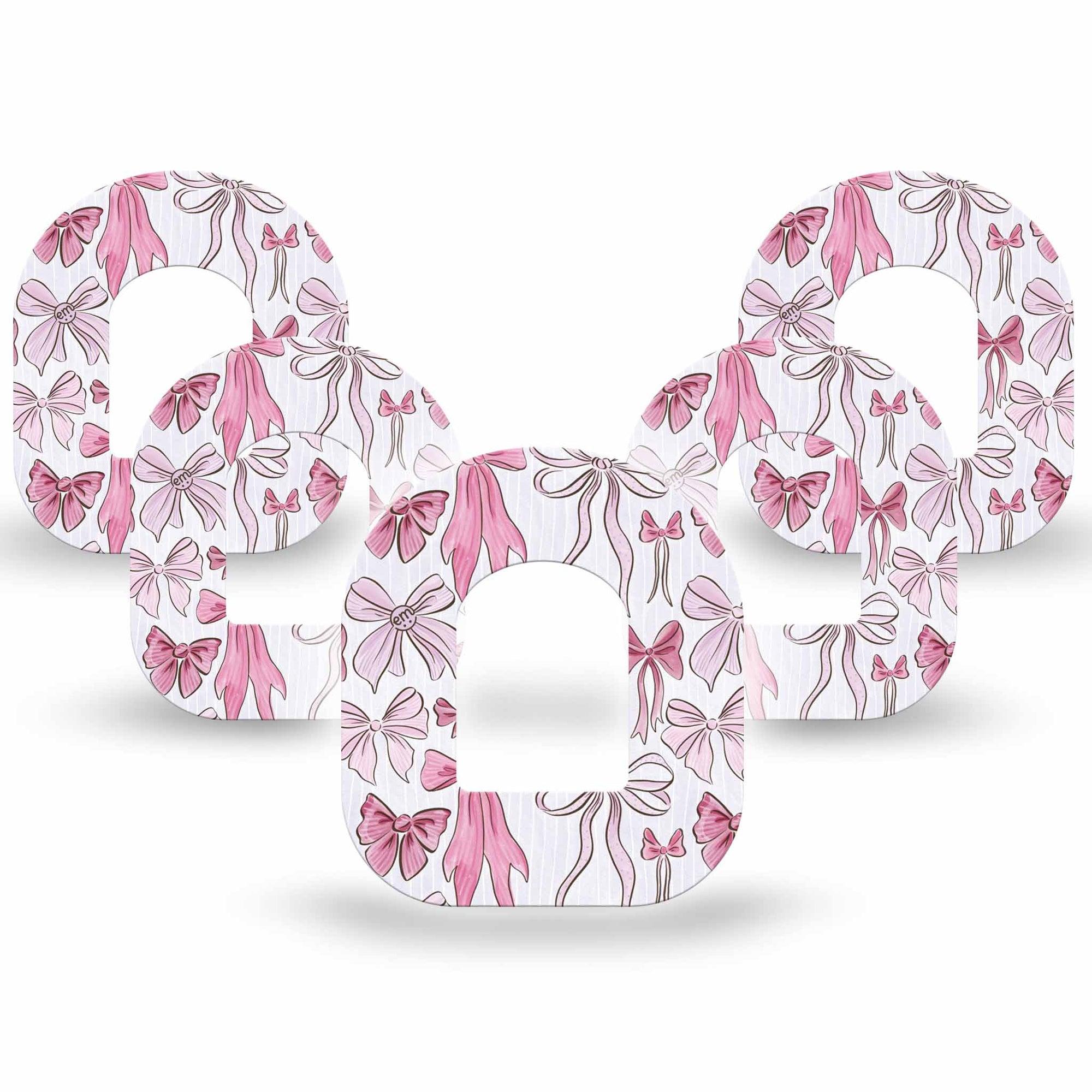 ExpressionMed Bows and Ribbons Omnipod Tape 5-Pack Tape Pink Ribbon Bows, Adhesive Patch Pump Design