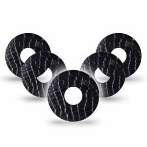 ExpressionMed Black Aligator Skin Freestyle Libre 3 and Libre 3 Plus Tape 5-Pack Tape Fashion-Inspired Print, Adhesive Tape Continuous Glucose Monitor Design