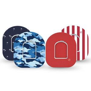 ExpressionMed USA Basics Omnipod, tape and sticker  american color theme Sensor Cover For Insulin Pump