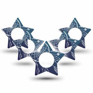 ExpressionMed Blue Dreamcatcher Freestyle Libre 2 and Libre 2 Plus Star Shape Tape, Abbott Lingo, 5-Pack Tape Ocean Hues Plaster CGM Design