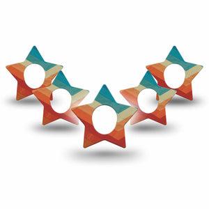 ExpressionMed Retro Winter Coat Dexcom G7 Star Shape Tape, Dexcom Stelo Glucose Biosensor System, 5-Pack Tape Geometric Retro Print, Overlay Patch CGM Design