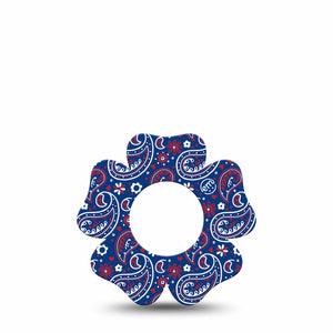 ExpressionMed Independence Paisley Freestyle Libre 2 and Libre 2 Plus Flower Shape Tape, Abbott Lingo,  Single Tape Independence Day Paisley, Fixing Ring Tape CGM Design