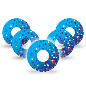 ExpressionMed Confetti Stars Infusion Set Tape 10-Pack Tape Independence Day Stars, Overlay Patch Continuous Glucose Monitor Design
