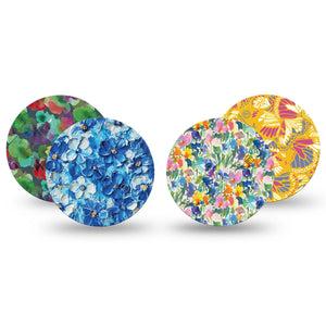 ExpressionMed Summer Splash Variety Pack Freestyle Libre and Libre 2 Plus Overpatch, Abbott Lingo, 4-Pack Tape Variety Rich Color Florals, Fixing Ring Patch CGM Design