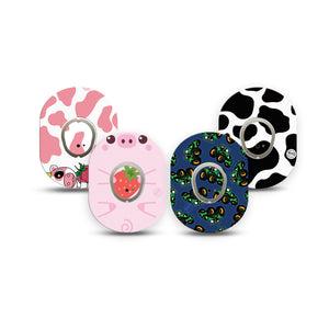 ExpressionMed Down on the Farm Variety Pack Dexcom G7 Mini Tape, Dexcom Stelo Glucose Biosensor System, 4-Pack Tape and 4-Pack Sticker Variety, Cartoon Like Animals and Tractors, Patch Continuous Glucose Monitor Design