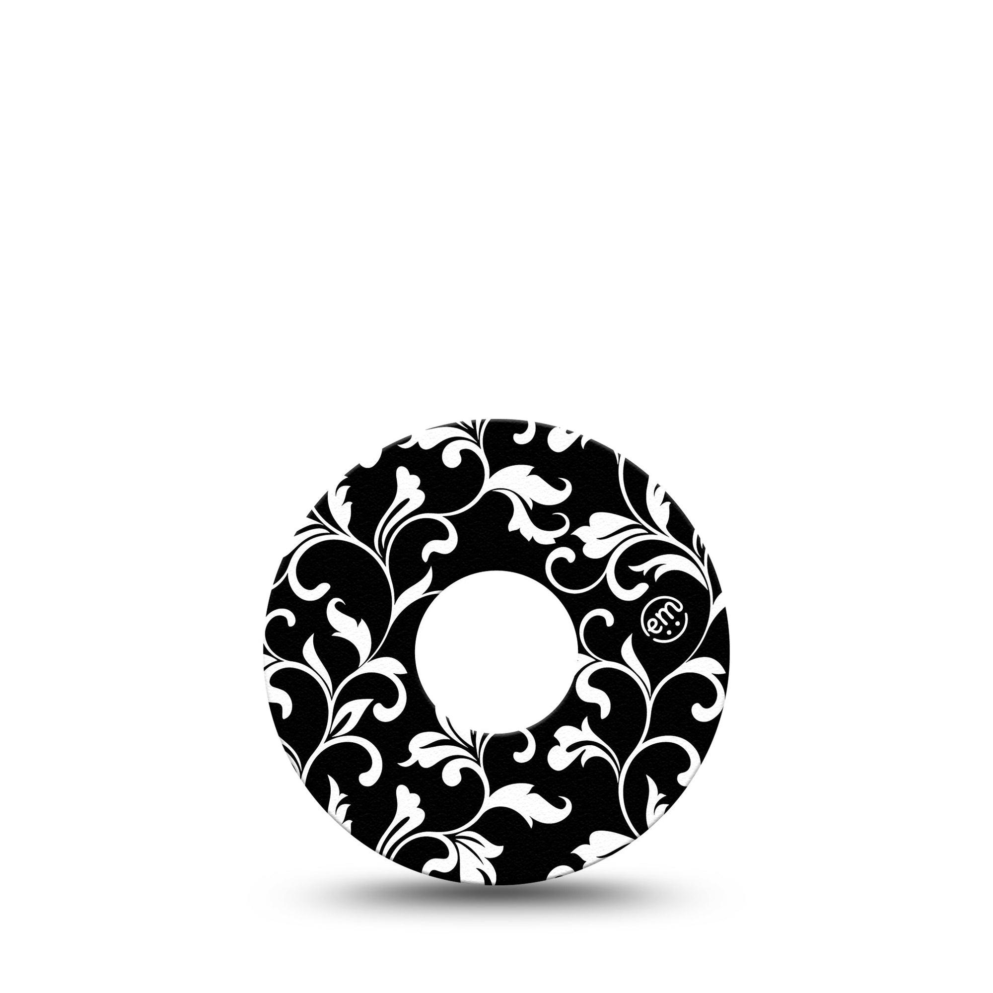 ExpressionMed Fleur de lis Freestyle Libre 3 Tape Single White and black stems Adhesive Tape CGM Design