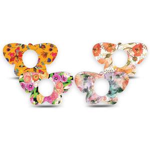ExpressionMed Sunset Petals Variety Pack Dexcom G7 Butterfly Shape Tape, Dexcom Stelo Glucose Biosensor System, 4-Pack Tape Variety Orange Toned Floral and Butterflies, Adhesive Tape CGM Design