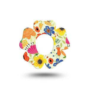 ExpressionMed Botanical Garden Dexcom G7, Dexcom Stelo Glucose Biosensor System, Flower Shape Tape Single red yellow flowers Patch CGM Design