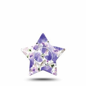 ExpressionMed Italian Blooms Freestyle Libre 2 Star Shape Tape, Abbott Lingo,  Single Tape and Single Sticker Soothing Purple Lavender Flowers Adhesive Tape CGM Design