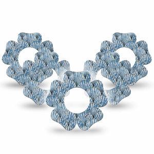 ExpressionMed Seashells Freestyle Libre 2 and Libre 2 Plus Flower Shape Tape, Abbott Lingo, 5-Pack Tape Summer Blue Sea Life, Plaster CGM Design