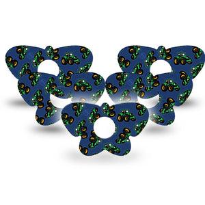 ExpressionMed Tractors Freestyle Libre 3 and Libre 3 Plus Butterfly Shape Tape 5-Pack Tape Farm Tractors, Overlay Patch CGM Design