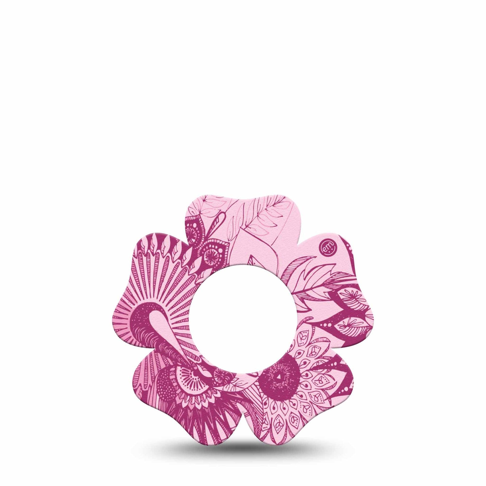 ExpressionMed Magenta Dani Freestyle Libre 2 and Libre 2 Plus Flower Shape Tape, Abbott Lingo,  Single Tape Magenta Fashion, Fixing Ring Tape CGM Design