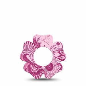 ExpressionMed Magenta Dani Freestyle Libre 2 and Libre 2 Plus Flower Shape Tape, Abbott Lingo,  Single Tape Magenta Fashion, Fixing Ring Tape CGM Design