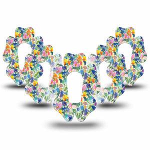 ExpressionMed Summer Fling Dexcom G6 Flower Shape Tape, 5-Pack Tape Brushstroke Garden, Adhesive Patch Continuous Glucose Monitor Design