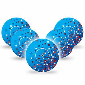 ExpressionMed Confetti Stars Freestyle Libre and Libre 2 Plus Tape, Abbott Lingo, 5-Pack Tape and 5-Pack Sticker Summer Fun Confetti, Fixing Ring Tape Continuous Glucose Monitor Design