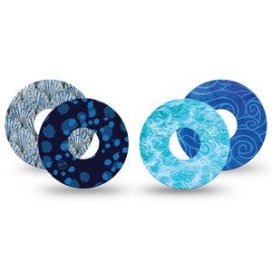ExpressionMed Coastal Blues Freestyle Libre 3 and Libre 3 Plus, 4-Pack Tape ocean inspired design Best Covers for CGM
