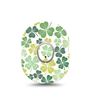 ExpressionMed Clover Pile Dexcom G7 Sticker and Tape, Dexcom Stelo Glucose Biosensor System,   Clovers For St. Patty's Day, Vinyl Sticker and Tape Pairing Continuous Glucose Monitor Design