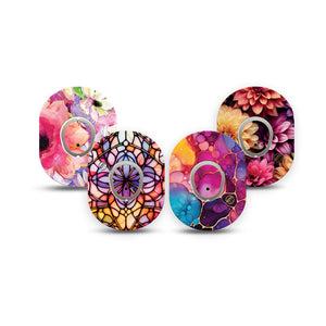 ExpressionMed Prism Ink Dexcom G7 and Dexcom Stelo Glucose Biosensor System Mini, tape and sticker  multicolor abstract design Adhesive Tape for CGM