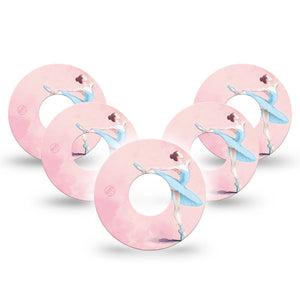 ExpressionMed Ballerina Infusion Set Tape 10-Pack Elegant Ballerina Overlay Patch CGM Design