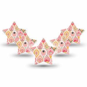 ExpressionMed Blush Freestyle Libre 3 and Libre 3 Plus Star, 5-Pack Tape and 5-Pack Sticker soft neutral pink Fixing Ring Patch for Continuous Glucose Monitor