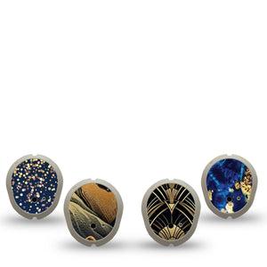 ExpressionMed Midnight Majesty Variety Pack Dexcom G7 and Dexcom Stelo Glucose Biosensor System Sticker, 4-Pack Sticker Variety Gold black navy Decorative Patch for Continuous Glucose Monitor
