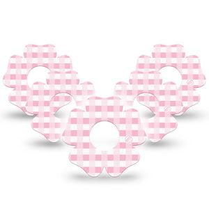 ExpressionMed Pink Gingham Infusion Set Flower Shape Tape 10-Pack Tape Gingham Pattern, Plaster Continuous Glucose Monitor Design
