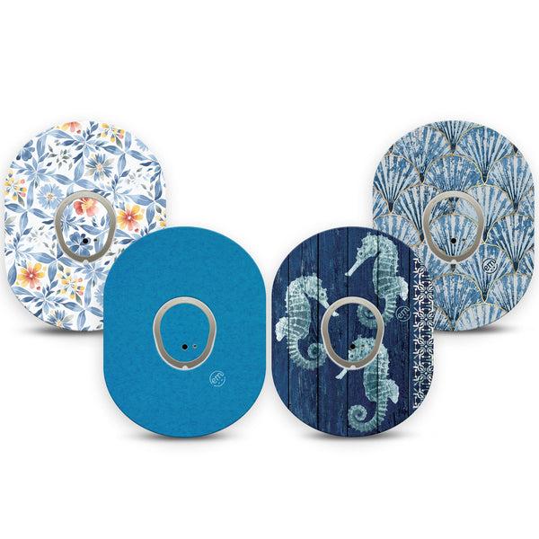 ExpressionMed Seascape Dexcom G7 and Dexcom Stelo Glucose Biosensor System, tape and sticker  ocean seashell design Decorative Decal for CGM