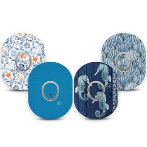 ExpressionMed Seascape Dexcom G7 and Dexcom Stelo Glucose Biosensor System, tape and sticker  ocean seashell design Decorative Decal for CGM