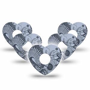 ExpressionMed Dani Freestyle Libre 3 and Libre 3 Plus Heart Shape Tape 5-Pack Tape Line Floral Overlay Tape CGM Design