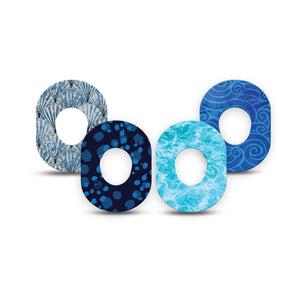 ExpressionMed Coastal Blues Dexcom G7 and Dexcom Stelo Glucose Biosensor System Mini, 4-Pack Tape cool blue coastal Fixing Ring Patch for Continuous Glucose Monitor