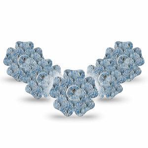 ExpressionMed Seashells Freestyle Libre 3 and Libre 3 Plus Flower Shape Tape, 5-Pack Tape and 5-Pack Sticker Sea Life Inspired, Overlay Tape CGM Design