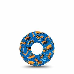 ExpressionMed Construction Trucks Freestyle Libre 3 and Libre 3 Plus Tape, Single Tape Kids Construction Toys, Adhesive Tape Continuous Glucose Monitor Design