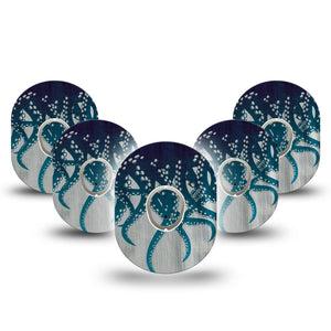 ExpressionMed Tentacles Dexcom G7 Tape, Dexcom Stelo Glucose Biosensor System, 5-Pack Tape and 5-Pack Sticker Sea Monster Tentacles, Overlay Tape CGM Design
