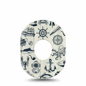 ExpressionMed Nautical Seas Dexcom G7 Tape, Dexcom Stelo Glucose Biosensor System, Single Tape Inky Blue Sea Prints, Overlay Tape CGM Design
