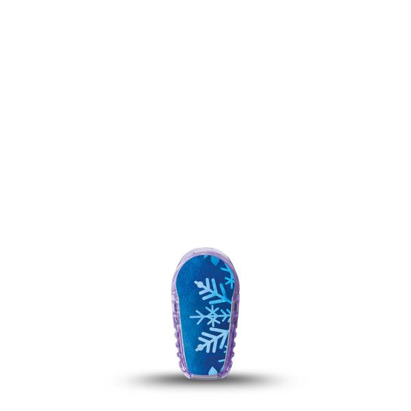 ExpressionMed Falling Snow Dexcom G6 Sticker, Single Sticker Only Blue Snowflakes, Vinyl Decoration Continuous Glucose Monitor Design