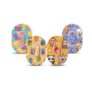 ExpressionMed Sugar Rush Variety Pack Dexcom G6 Mini Tape, 4-Pack Tape and 4-Pack Sticker Variety Sweet Sugar Snacks, Adhesive Tape CGM Design