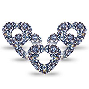 ExpressionMed Moroccan Tile Infusion Set Heart Shape Tape 10-Pack Tape Intricate Design, Adhesive Tape Continuous Glucose Monitor Design