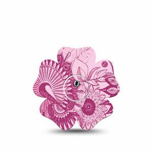 ExpressionMed Magenta Dani Freestyle Libre 3 and Libre 3 Plus Flower Shape Tape Single Tape and Single Sticker Stylish Dani, Plaster CGM Design