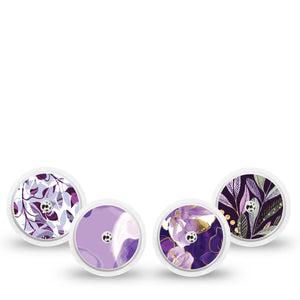 ExpressionMed Moody Plum Freestyle Libre, Libre 2 Plus, and Abbott Lingo Sticker, 4-Pack Sticker Violet luxurious garden Overlay Patch for Continuous Glucose Monitor