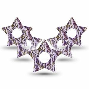 ExpressionMed Stitched Bloom Freestyle Libre 3 and Libre 3 Plus Star, 5-Pack Lavender stitch Decorative Patch for Continuous Glucose Monitor