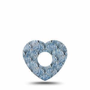 ExpressionMed Seashells Freestyle Libre 3 and Libre 3 Plus Heart Shape Tape, Single Tape Sea Shell Pattern, Patch CGM Design