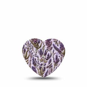 ExpressionMed Stitched Bloom Freestyle Libre, Libre 2 Plus, and Abbott Lingo Heart, Single Tape and Single Sticker Purple lavender stems Decorative Adhesive Tape for CGM