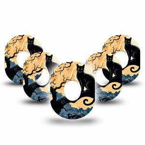 ExpressionMed Spooky Black Cat Dexcom G7 Tape, Dexcom Stelo Glucose Biosensor System, 5-Pack Tape Halloween Black Cat, Overlay Tape CGM Design