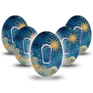 ExpressionMed Mystic Skies Dexcom G6, 5-Pack Tape and 5-Pack Sticker Dreamy sky Decorative Decal for CGM