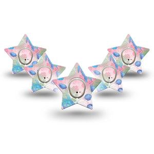 ExpressionMed Turtley One-derful Dexcom G7 and Dexcom Stelo Glucose Biosensor System Star, 5-Pack Tape and 5-Pack Sticker Hibiscus florals Plaster for Continuous Glucose Monitor